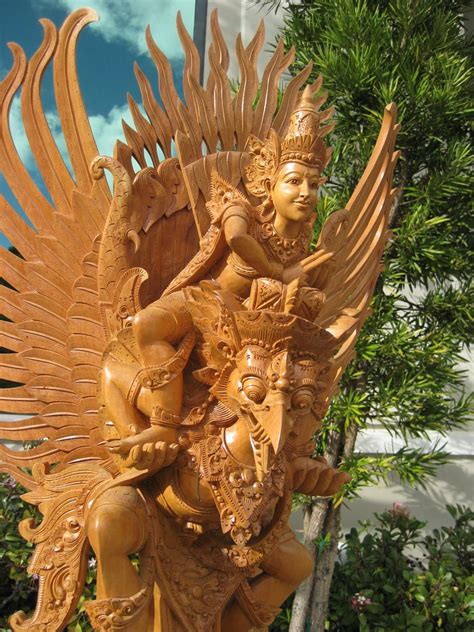Large Hand Carved Vishnu On Garuda From Jackfruit Wood Carving Indonesian Art Hand Carved