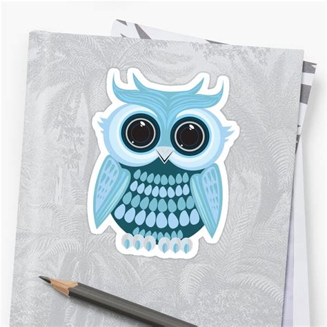 Baby Blue Owl Stickers By Adam Santana Redbubble