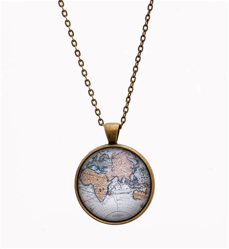 World Map Necklace Globe Necklace Atlas Necklace
