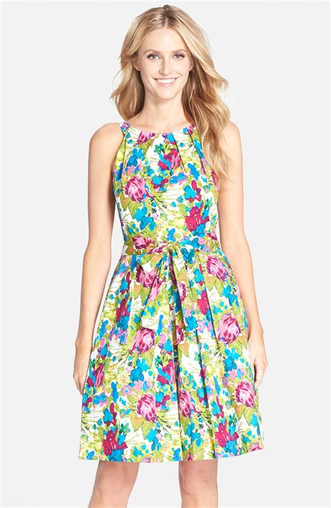 Chetta B Floral Print Cotton Fit And Flare Dress Nordstrom