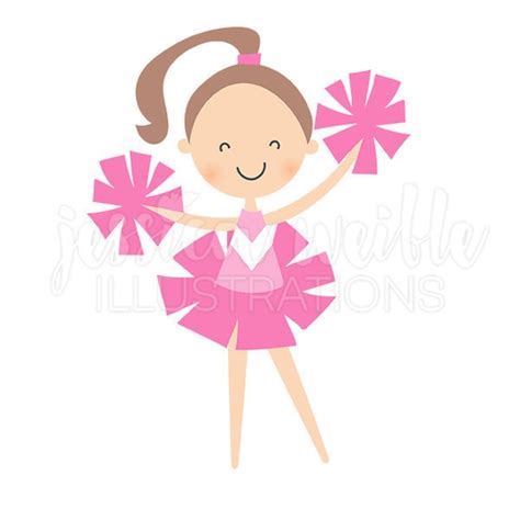 Pink Cheerleader Cute Digital Clipart Cute Cheerleader Clip Art Cheer