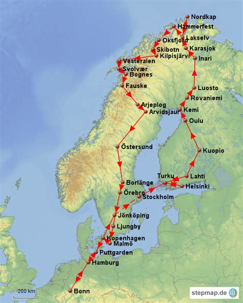 Stepmap Rundreise Nordkap Und Lofoten Übersicht Landkarte Für Europa