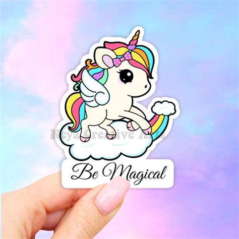Unicorn Sticker Cute Unicorn Rainbow Sticker Laptop Etsy