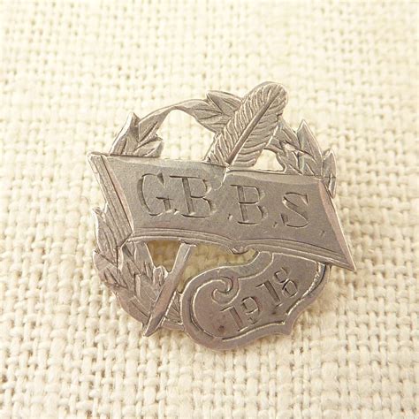 Antique 1918 Sterling Engraved Initials Gbbs Lapel Pin