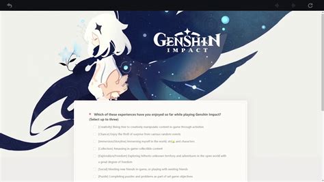 Genshin Impact I Do A Survey From Mihoyo Youtube