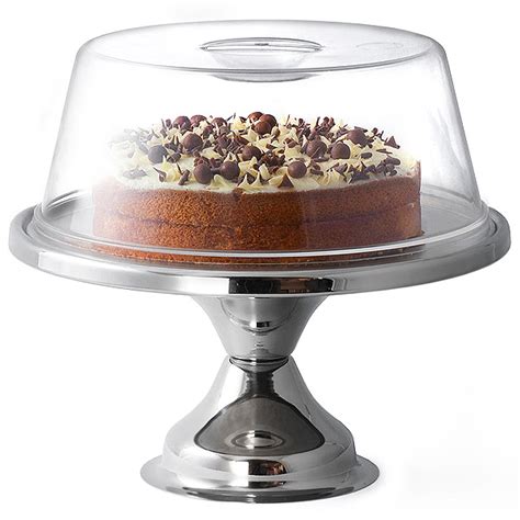 Stainless Steel Cake Stand And Plastic Cake Dome 12 Inch Cake Stand