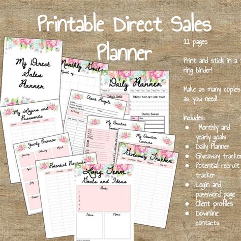 Printable Direct Sales Planner Etsy