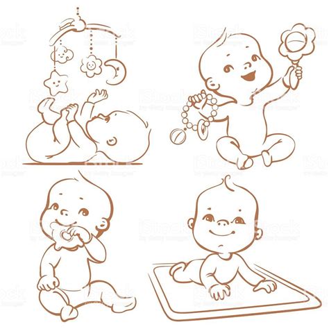 Cute Little Babies With Different Toys Royalty Free Cute Little Babies