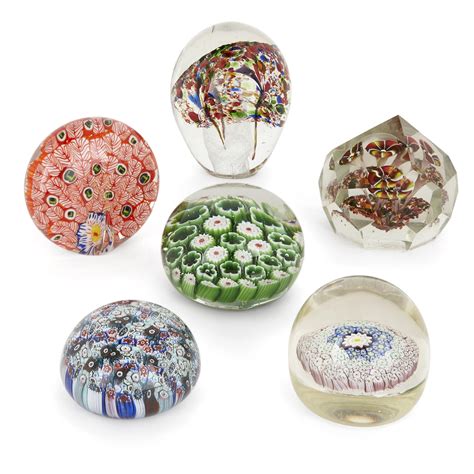 Set Of Six Decorative Glass Desk Paperweights Mayfair Gallery