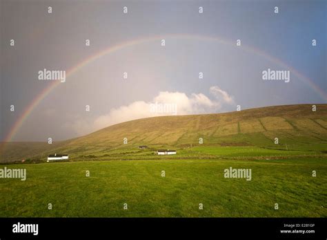 Ireland County Kerry Dingle Peninsula Rainbow Sky Over The