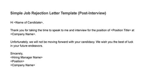 How To Compose A Job Rejection Letter Free Templates