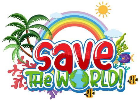 Save The World Poster Design With Ocean Animals And Corals Stock Vector