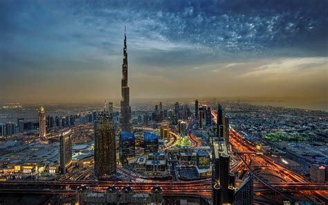 Descargar Fondos De Pantalla Burj Khalifa 4k Dubai Ciudad De Noche