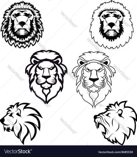 Set Of Lion Heads Royalty Free Vector Image Vectorstock