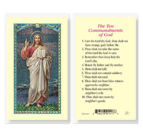 Ten Commandments Laminated Holy Card 25 Pack Buy Religious Catholic