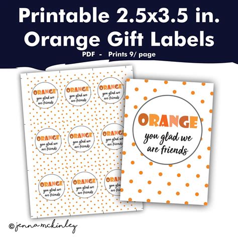 Printable Orange You Glad Were Friends Polka Dot T Etsy