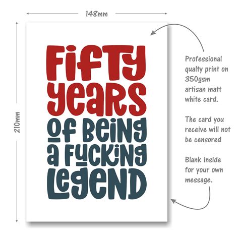 Funny Rude Th Birthday Card Years Of Being A Legend Etsy