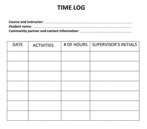 Free 5 Sample Printable Work Log Templates In Pdf Ms Word