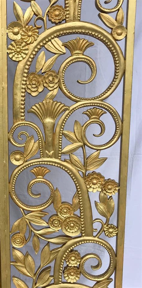 American Art Deco Four Panel Gilded Metal And Composite Room Divider