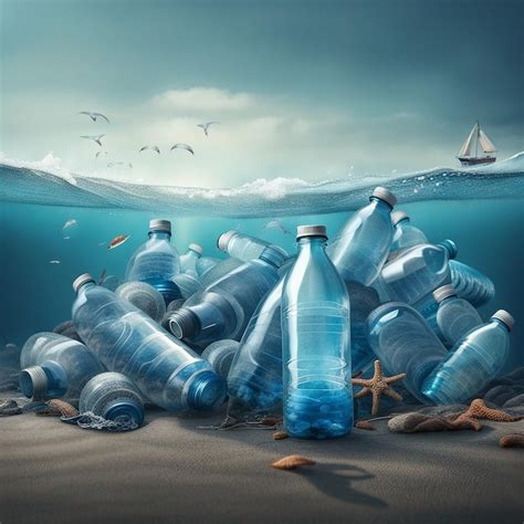 Premium Ai Image Plastic Water Bottles Pollution In Ocean Environment