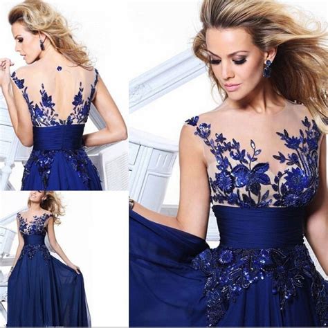 Nuevo 2016 De Largo Moda Azul Princesa Elegante Vestidos Fiesta Baratos
