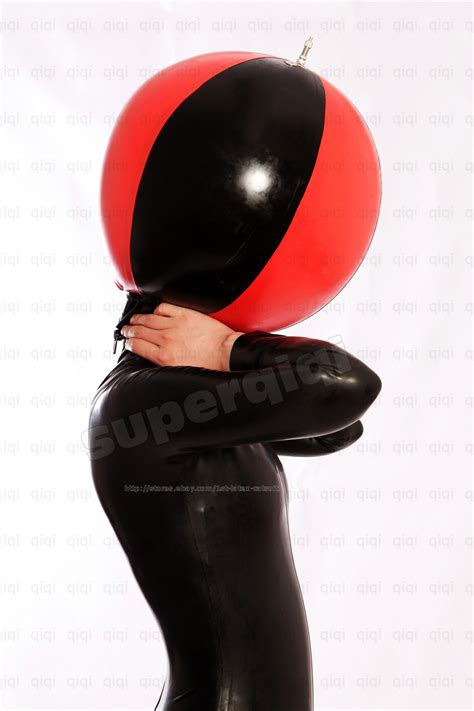 100 Latexrubber 045mm Inflatable Mask Hood Catsuit Suit Black