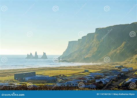 Village Of Vik On The South Coast Of Iceland Stock Photo Image Of