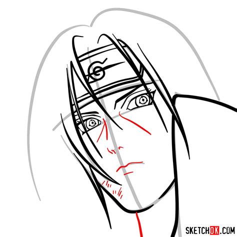 Please like, comment, and share. How to draw Itachi's face (Naruto anime) - Sketchok
