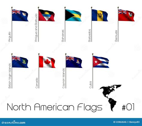 North American Flags Stock Illustration Illustration Of Flagpole