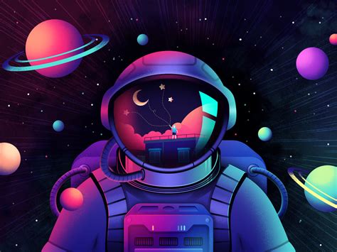 An Astronaut In Outer Space Surrounded By Planets