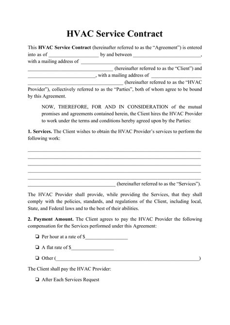 Hvac Service Contract Template Fill Out Sign Online And Download Pdf