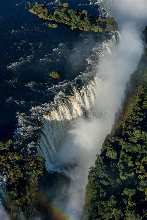 Aerial View Of Rainbow By Victoria Falls Stock Image Image Of