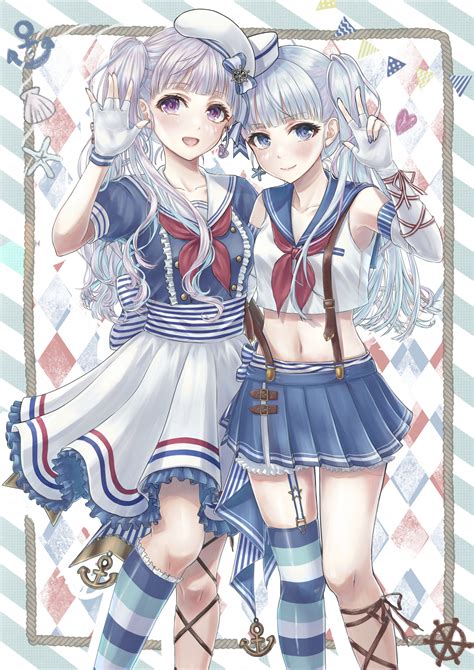 Wallpaper Anime Girls Original Characters Twins Two Women Artwork