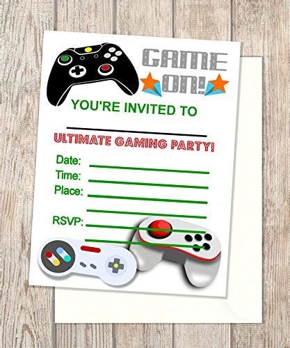 Video Game Birthday Party Invitations Flat Cards Fill In