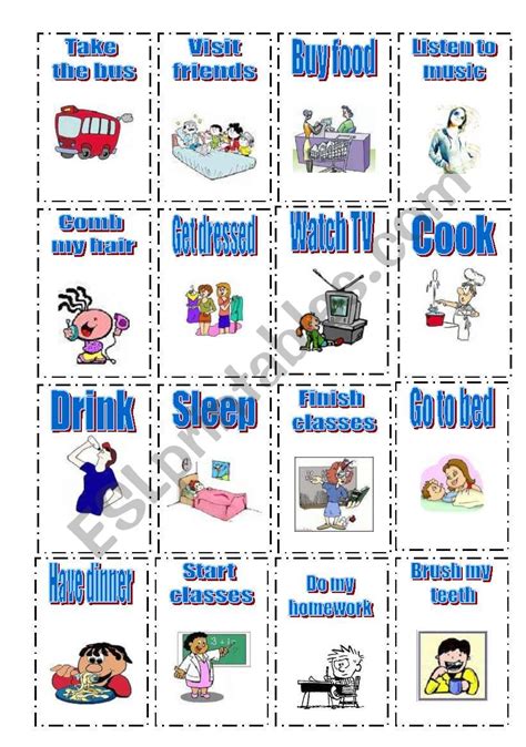 Daily Routines Esl Printable Flashcards Without Words Bank2home Com
