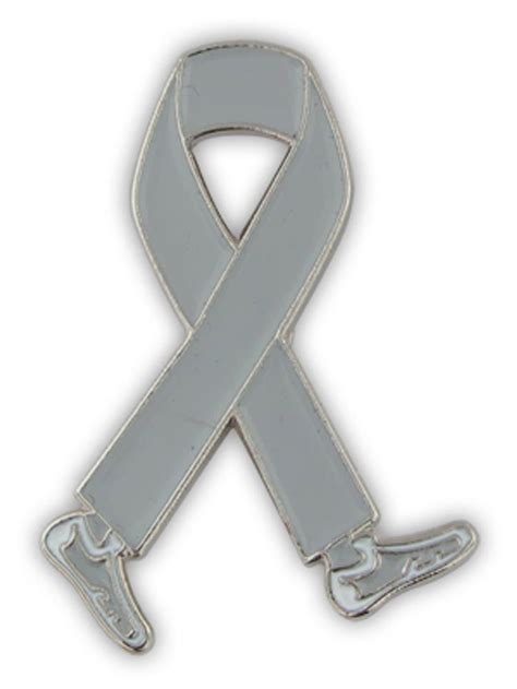 Pinmarts Grey Awareness Ribbon Walk Fundraiser Enamel Lapel Enamel