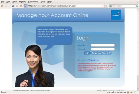 Online Customer Service (OCS) website of mobile operators (Digi / Maxis