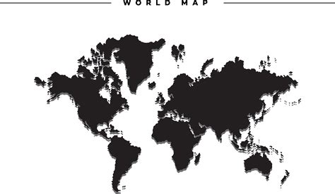 Black On White World Map Photo 37b