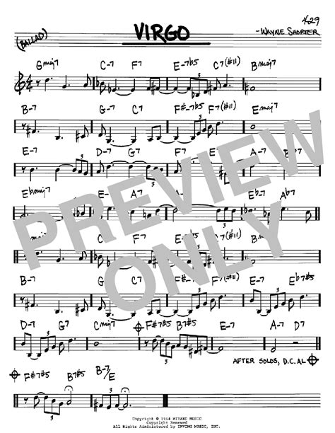 Virgo Sheet Music By Wayne Shorter Real Book Melody And Chords Bb