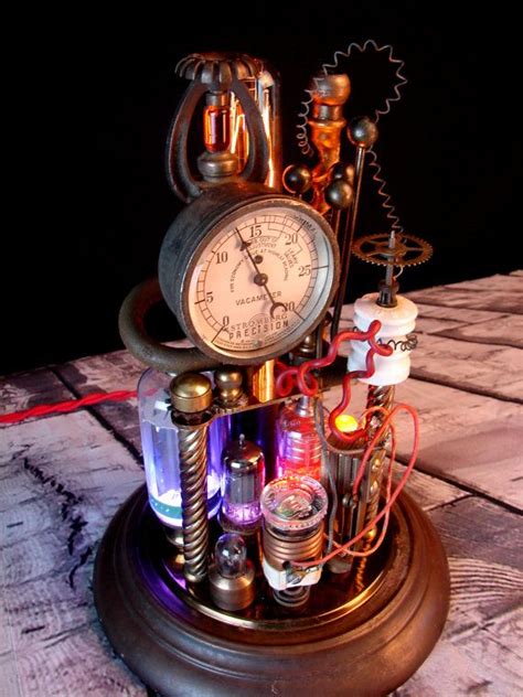 Upcycled Steampunk Lamp Illuminated Assemblage Art Etsy Lámpara