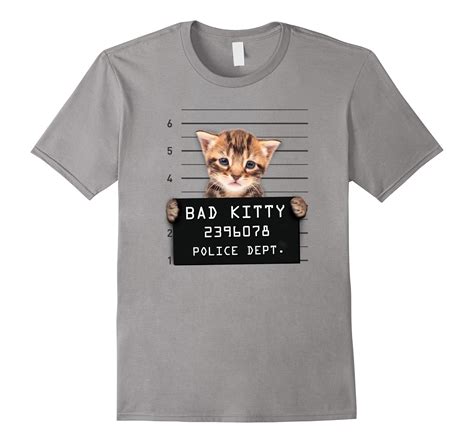 Funny Cat T Shirt Kitten Mug Shot Bad Kitty By Zany Brainy Cd Canditee