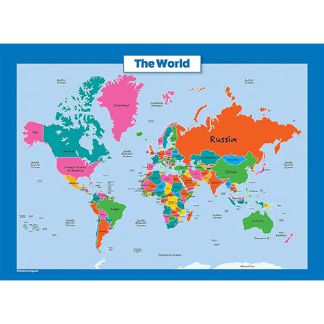 Buy World Map For Kids Laminated Wall Chart Map Of The World Online