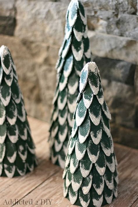 Snow Capped Wood Biscuit Christmas Trees Christmas Tree
