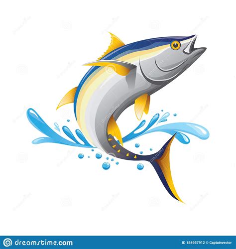 Tuna Fish Vector Illustration Decorative Background Design Stock