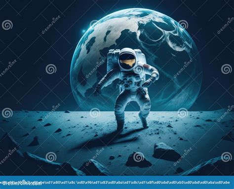 Astronaut Playing Football On The Moon Ai Generative Stock