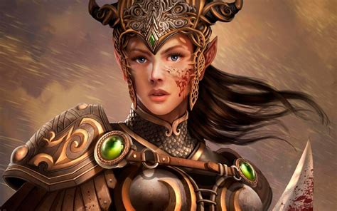 Download Woman Warrior Sword Armor Elf Fantasy Women Warrior Hd Wallpaper