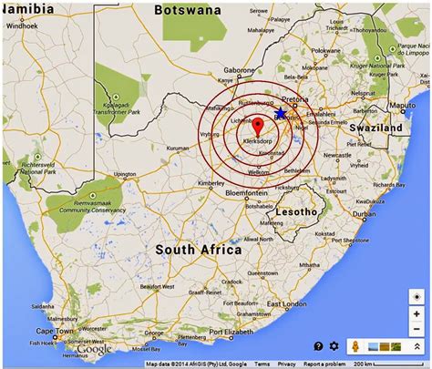 South Africa Earthquake Map