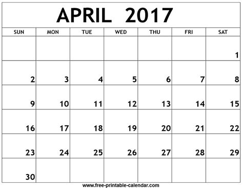 2017 Printable April Calendars Print Blank Calendars