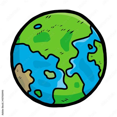 Earth Cartoon Vector And Illustration Hand Drawn Style Isolated On