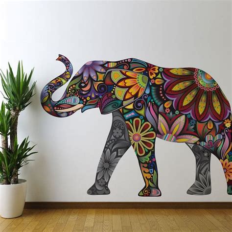 Colorful Elephant Wall Sticker Decal By Mywallstickers On Etsy 9199